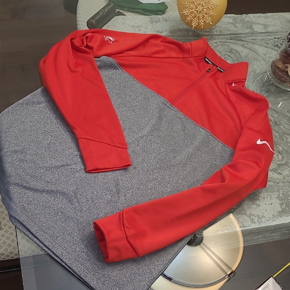Nike Men's Hockey Canada 1/4 Zip Red and Gray Fleece Pullover Jacket  Medium